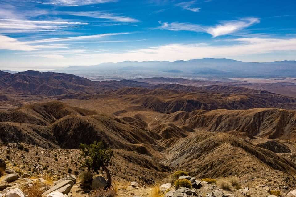 Awesome view of the san andreas fault line and coachella valley from keys view in joshua tree national park california