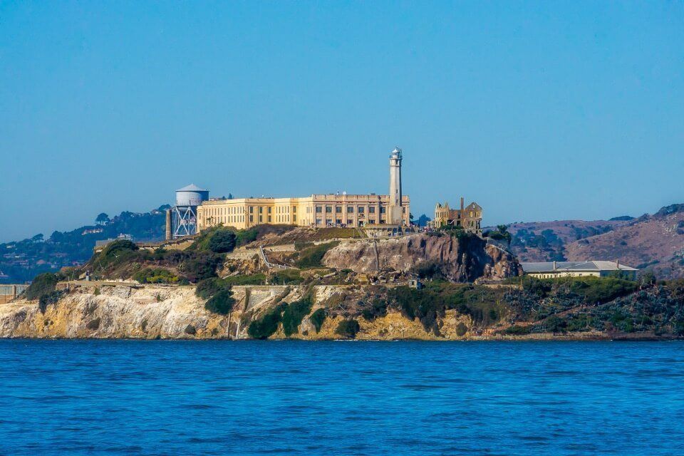 famous picture of america Alcatraz island solitary in san francisco bay