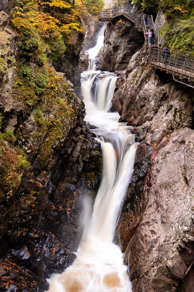 Waterfalls at high falls gorge near lake placid in new york is a stunning image