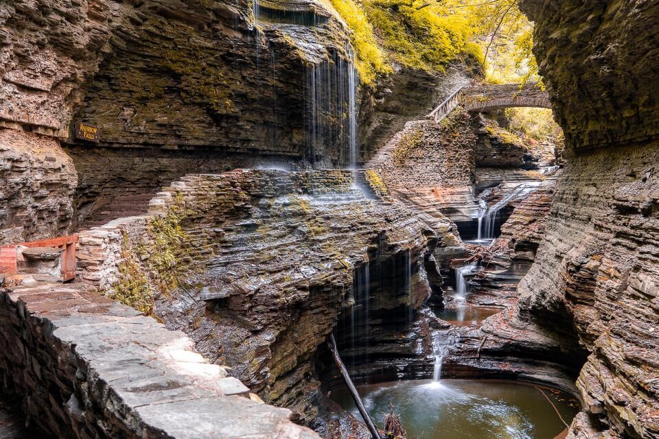 pictures of America don't come much more stunning than watkins glen state park in new york finger lakes breathtaking image of waterfalls and rugged gorge rocks