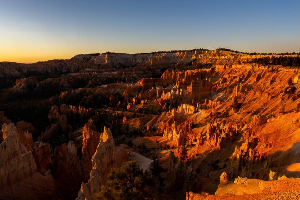 Stunning red sunrise over bryce canyon amphitheater utah national parks usa awesome pictures of america
