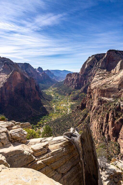 Stunning canyon views from angels landing summit in zion national park utah