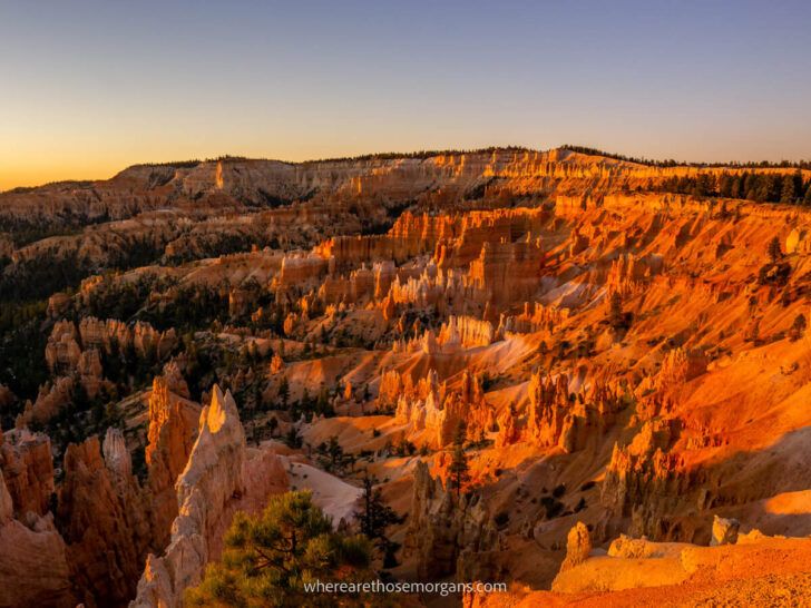 Beautiful sunrise at Bryce Canyon amphitheater one of the best sunrise photography locations and spots in Utah