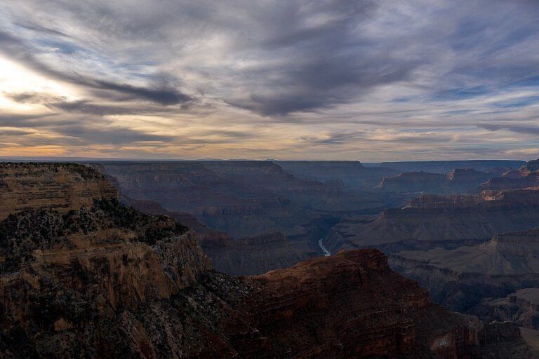 Sunset at Hopi Point in the Grand Canyon incredible view over the canyon and colorado river