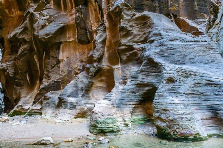 Smooth rocks in a river canyon utah national park