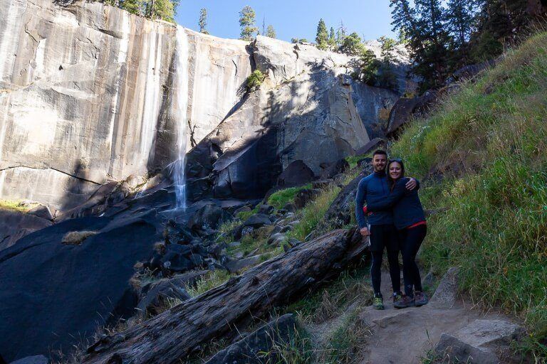 Mark and Kristen where are those morgans on the yosemite mist trail in shadow with vernal fall in the background