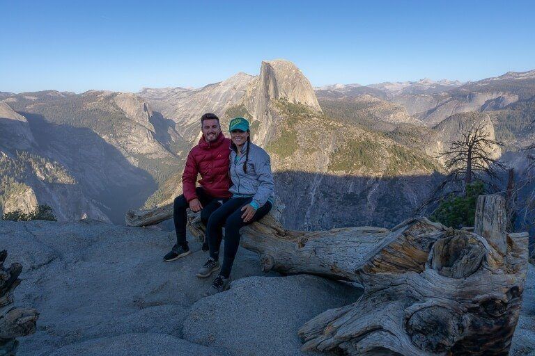 Mark and Kristen Glacier Point with Half Dome in background close to sunset