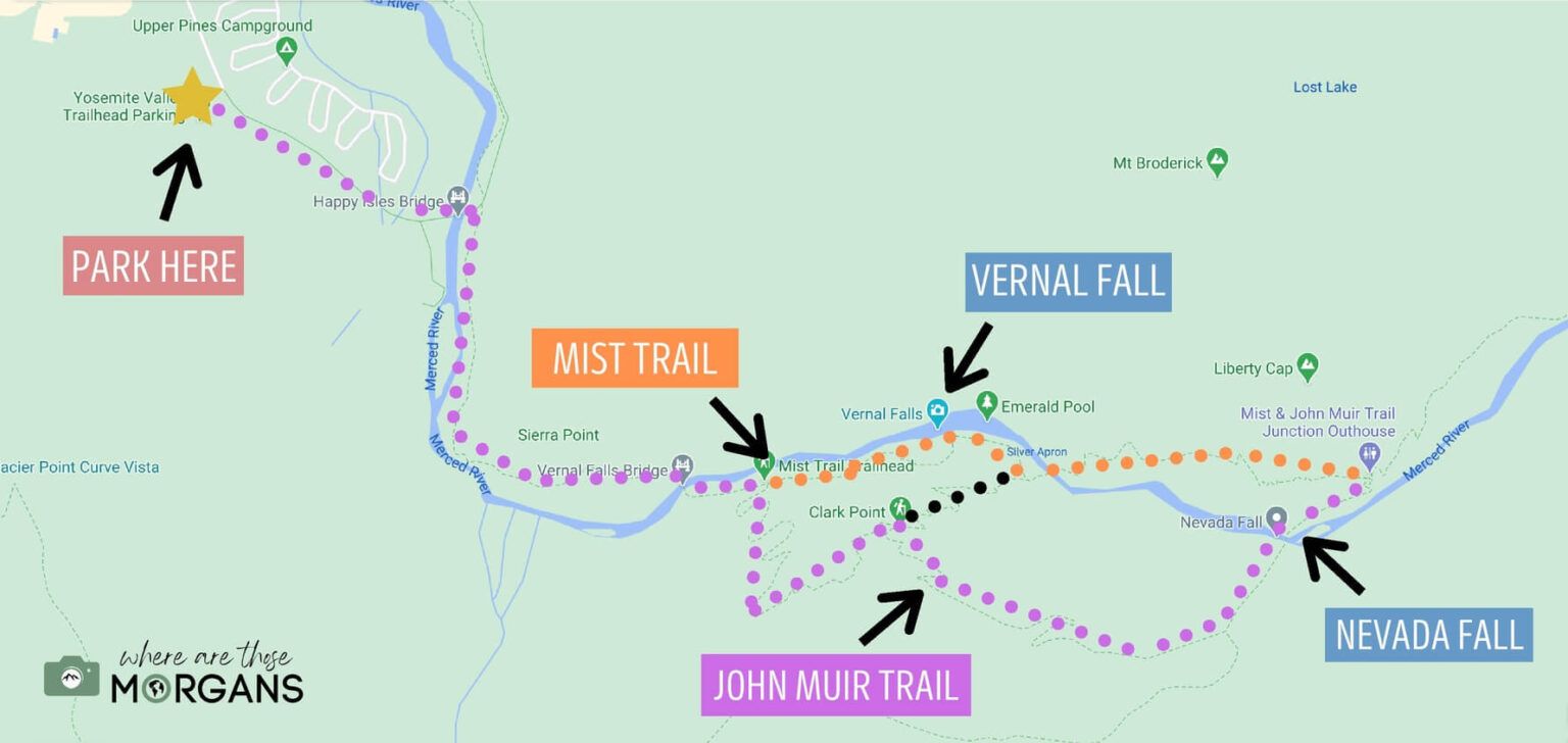 Yosemite Mist Trail Fun Hike to - Mist Trail Yosemite Hiking Map Route 1536x728 .optimal 