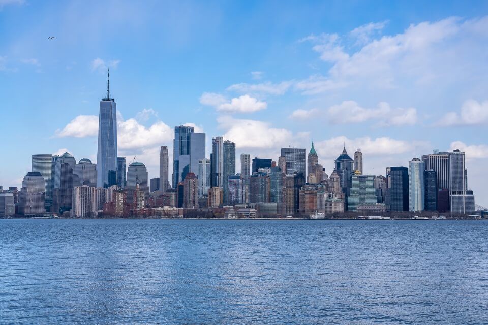 Lower Manhattan skyline from Liberty Island on the statue cruises statue of liberty and ellis island ferry tour