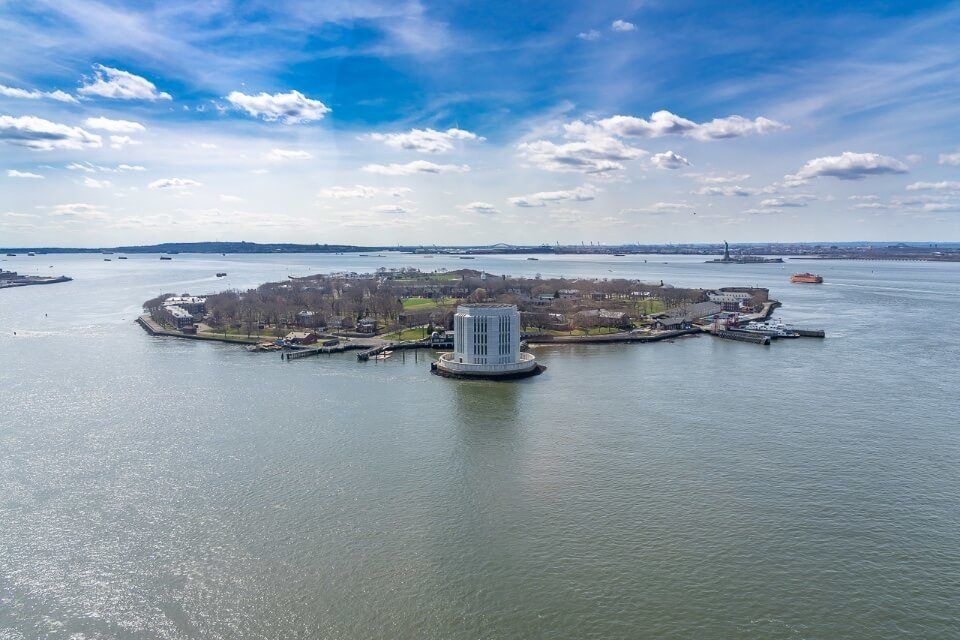Governors island in the Hudson River new york city from above