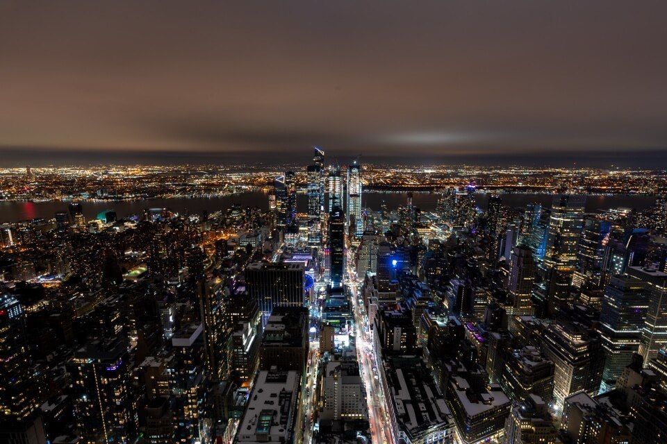 View of the edge at hudson yards at night from empire state building