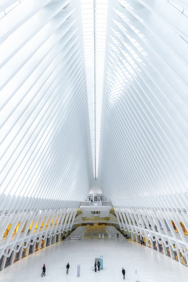 Incredible architecture interior of Oculus in new york city is one of our favorite photography locations immaculate symmetry and incredible bright light inside
