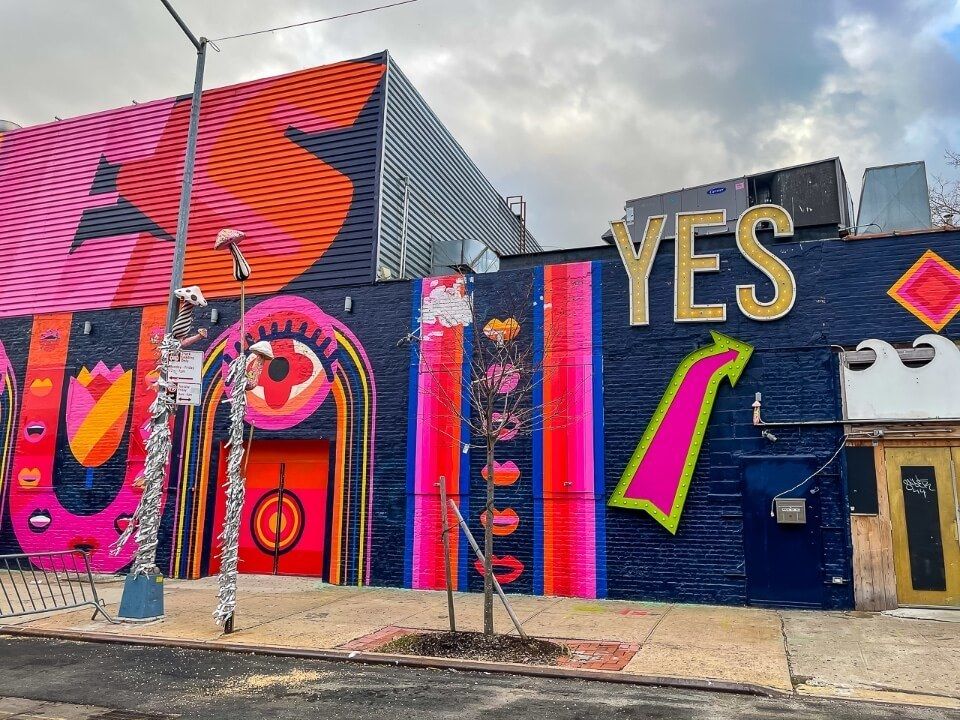 Yes nightclub in brooklyn vibrant colors outside