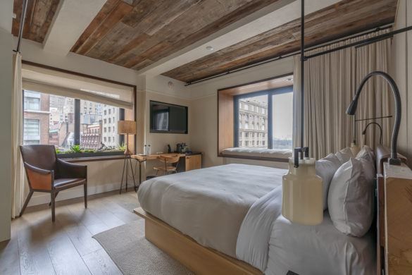 Where to stay in New York City Best Hotels Area and Neighborhood places to stay in NYC 1 Hotel central park stunning hotel room wooden finish