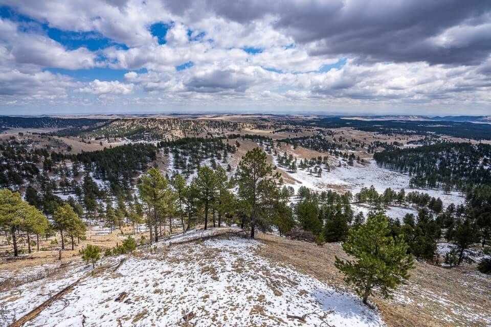 View over the black hills from rankin ridge hike trail overlook and fire watchtower
