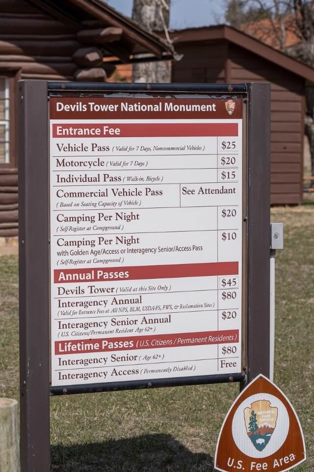 Entrance fee information board