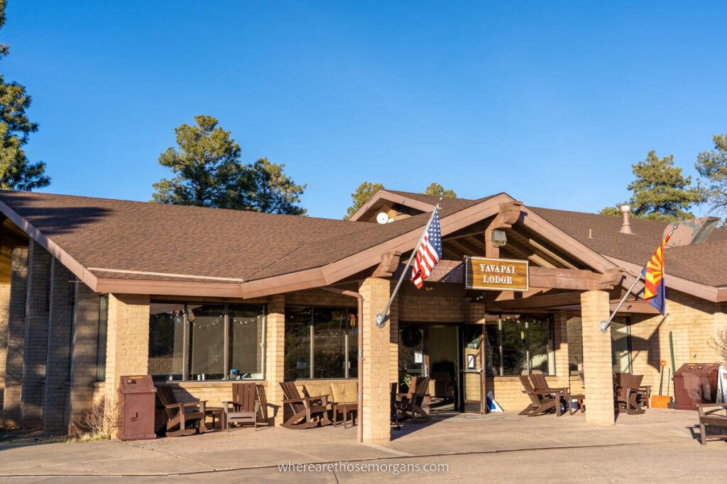 Exterior photo of Yavapai Lodge on a sunny afternoon in Arizona