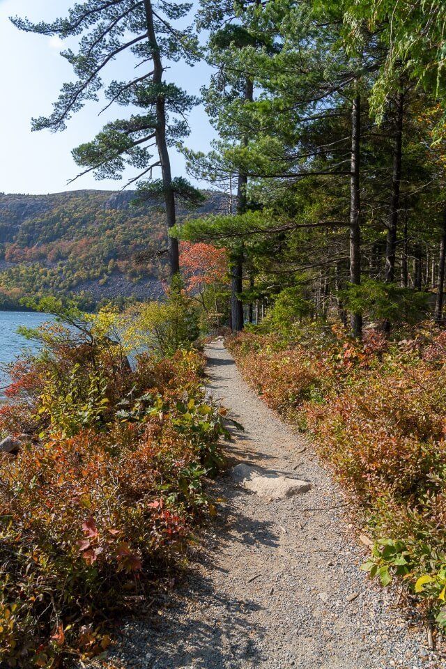Acadia best things to do walk along gorgeous lakeside hiking trails colorful trees