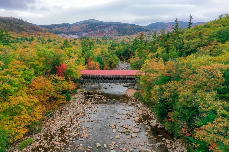 Albany Covered Bridge is one of the most attractive in new hampshire crossing swift river