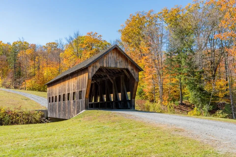 Covered Bridge in Vermont rural countryside stunning bridge and colors