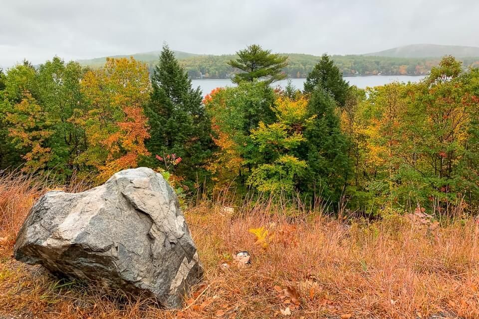 Lake Winnipesaukee in New Hampshire on a very dull rainy day in october