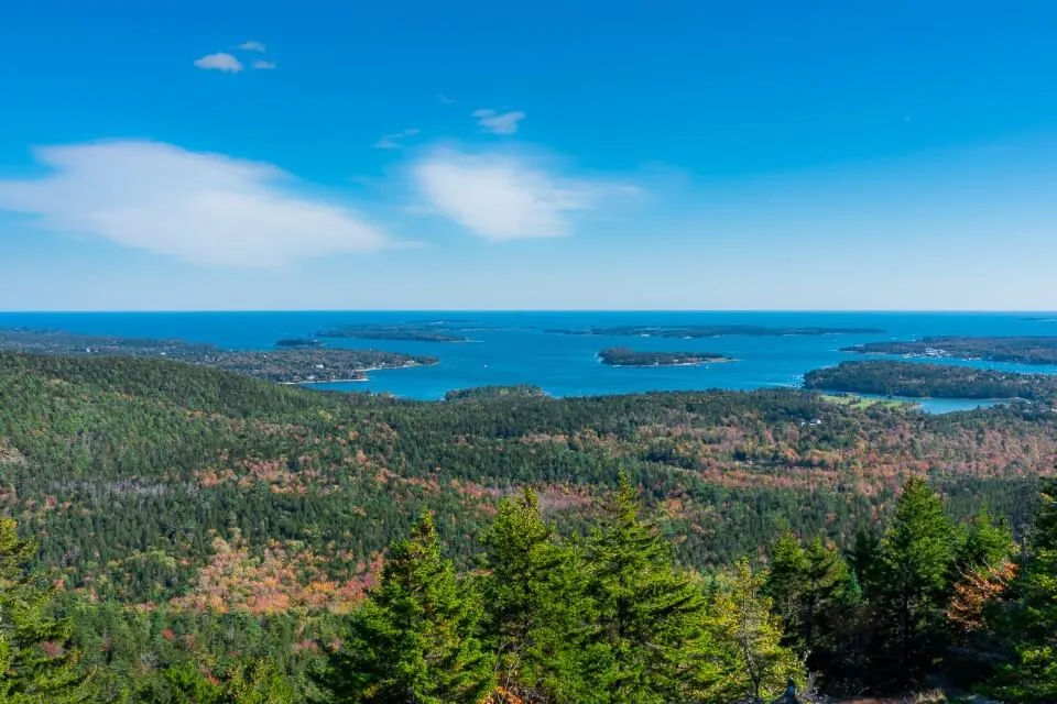 Mountain summit in Acadia National Park Maine Ocean Views