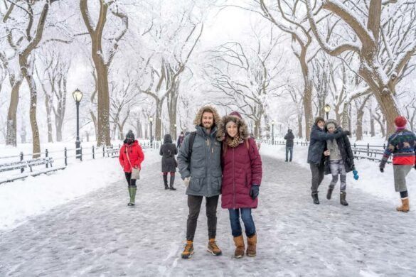 Where Are Those Morgans walking the Mall in Winter NYC snow locals and tourists out enjoying the New York City magical Central Park snow