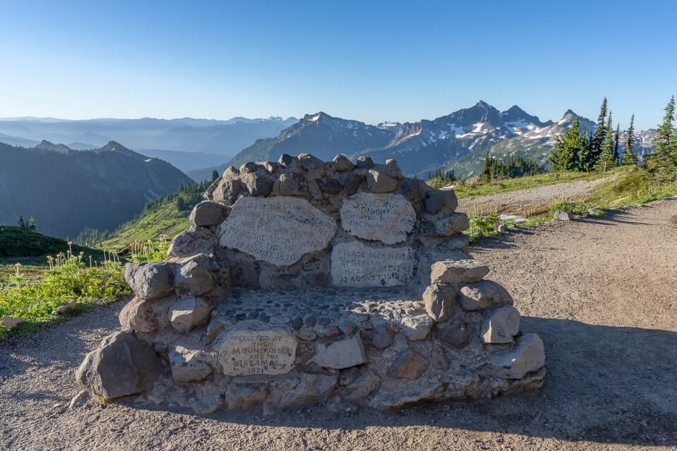 Stevens-Van Trump national monument on the hillside of skyline trail in mt rainier national park Washington