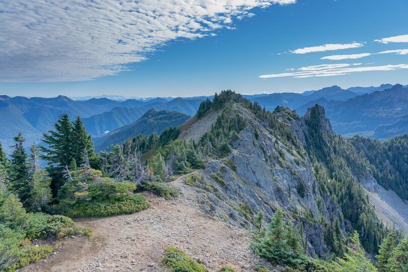 Sharp edge of a mountain ridge in washington