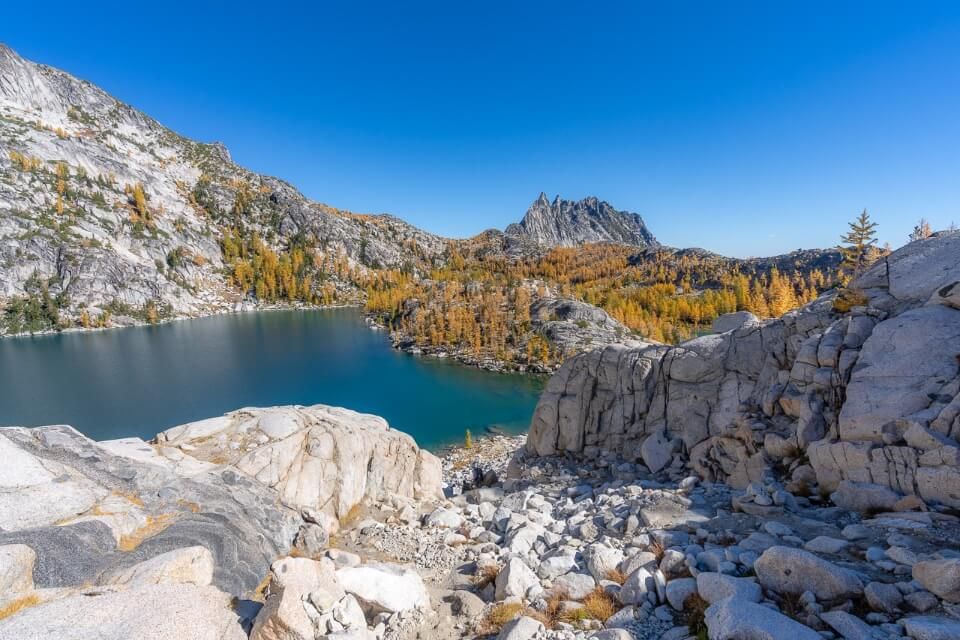 Awesome section of trail down through boulders to inspiration lake