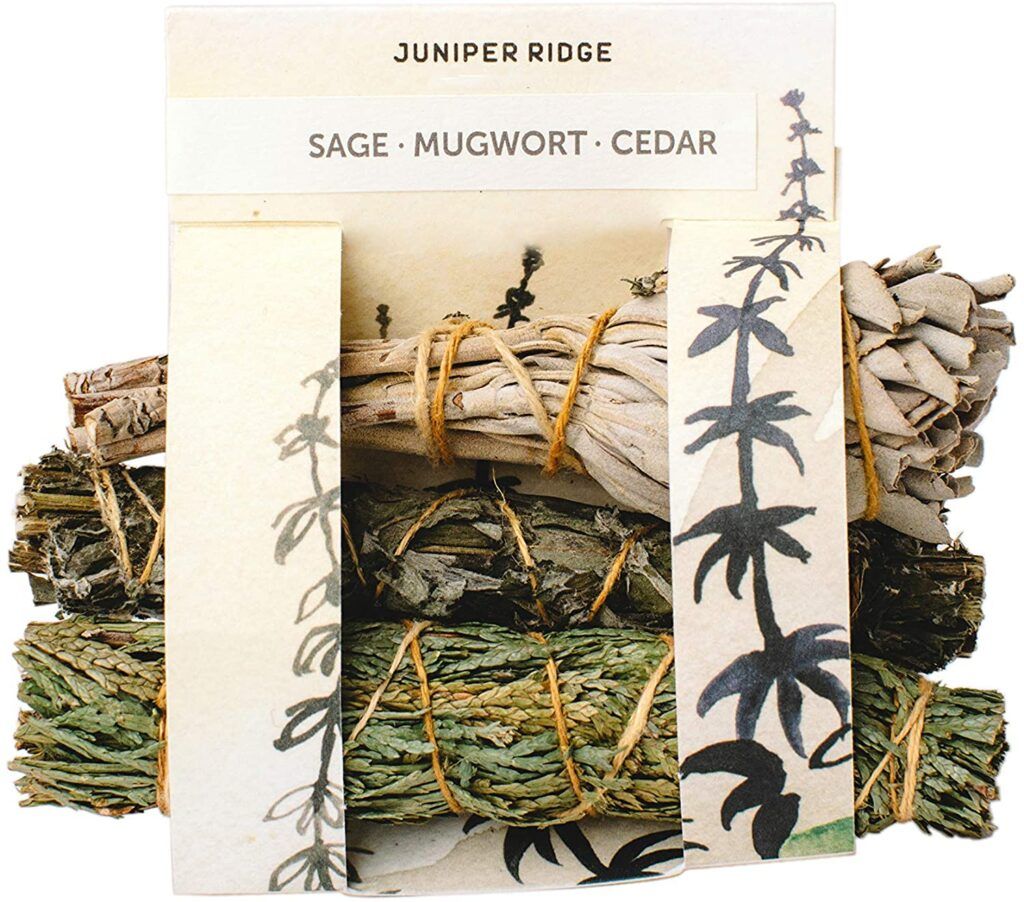 Juniper ridge incense featuring sage, mugwort and cedar 