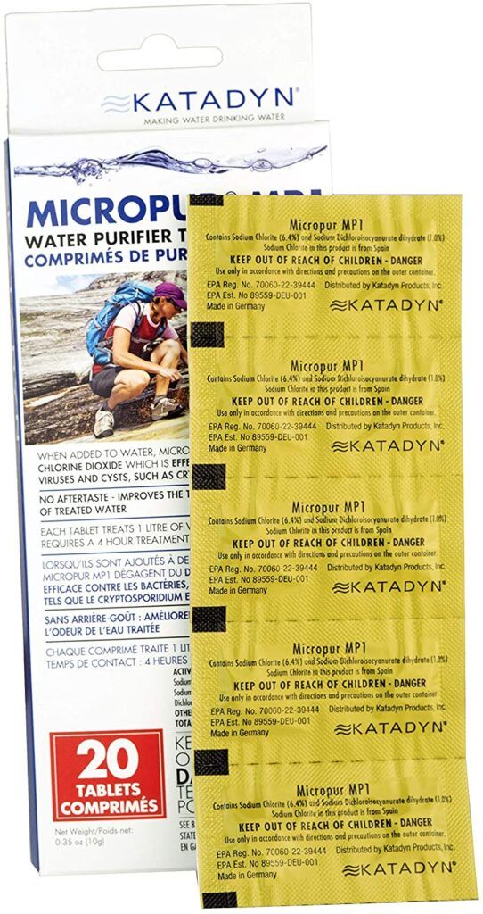Water Purification tablets for hiking