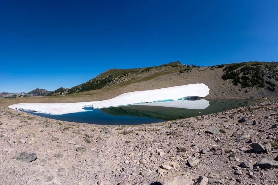 Frozen Lake half way up mount fremont lookout trail in mt rainier national park