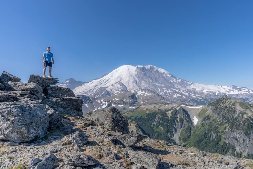 Where Are Those Morgans views over Mt Rainier from Mount Fremont Fire Lookout Tower trail in washington