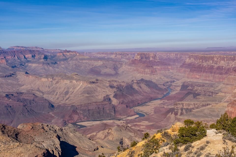 Desert view watchtower is the furthest east viewpoint overlooking grand canyon national park south rim with colorado river