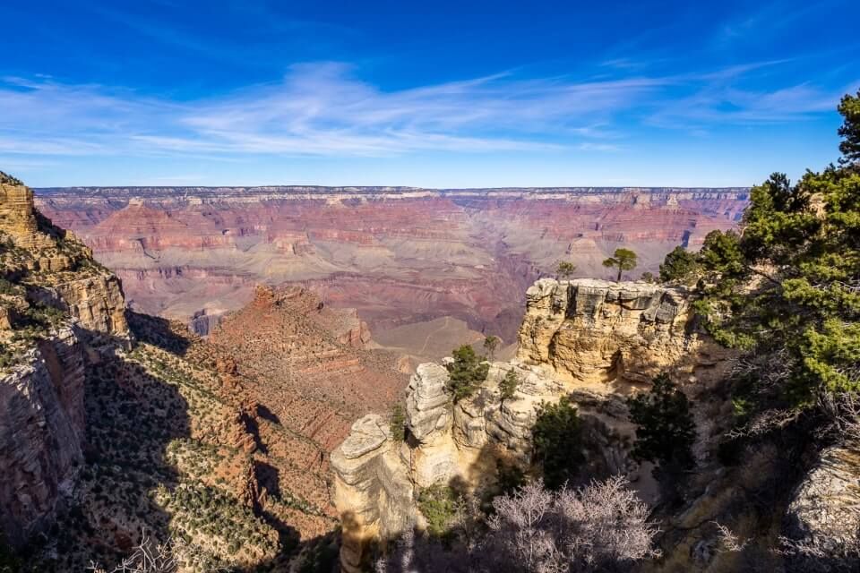 Hermits Rest overlook on a blue sky day in arizona