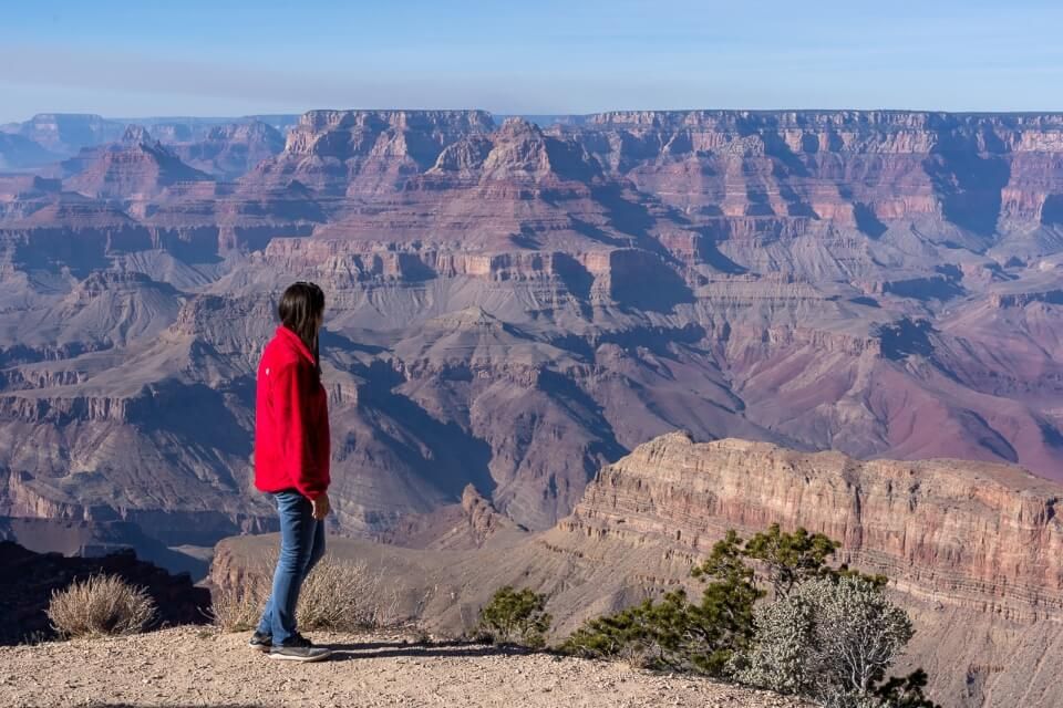 Lipan point overlook with amazing rock formations and purple colored landscape