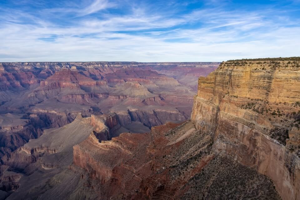 Mohave Point in late afternoon with soft light on rock formations in arizona