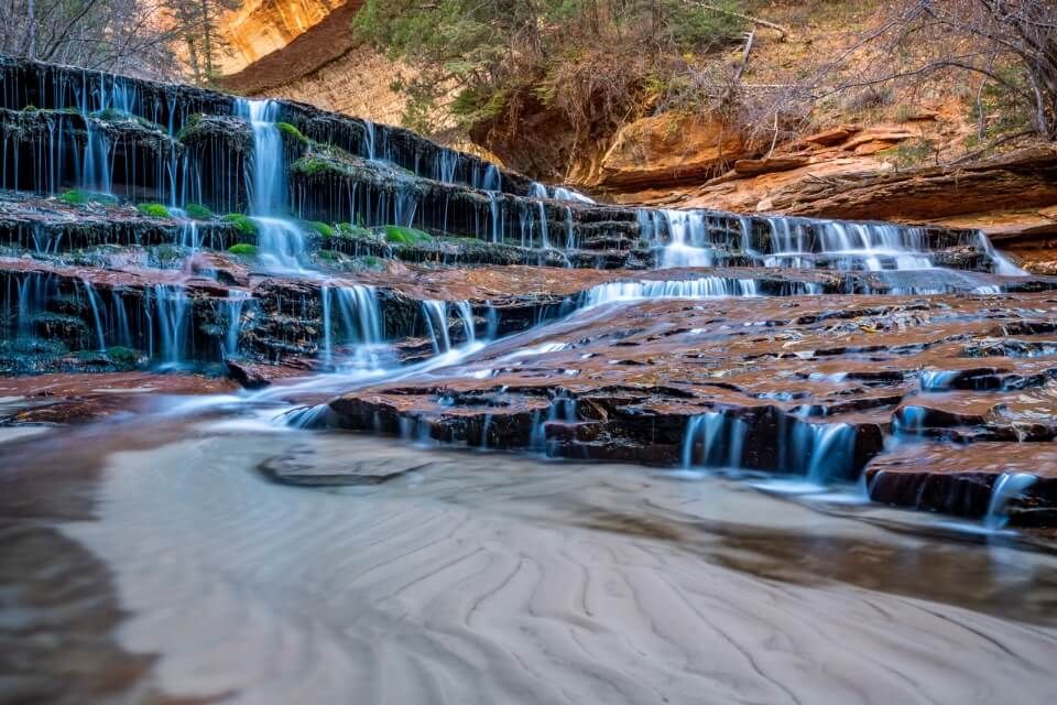 Gorgeous Archangel Waterfall hiking The Subway trail in Zion National Park