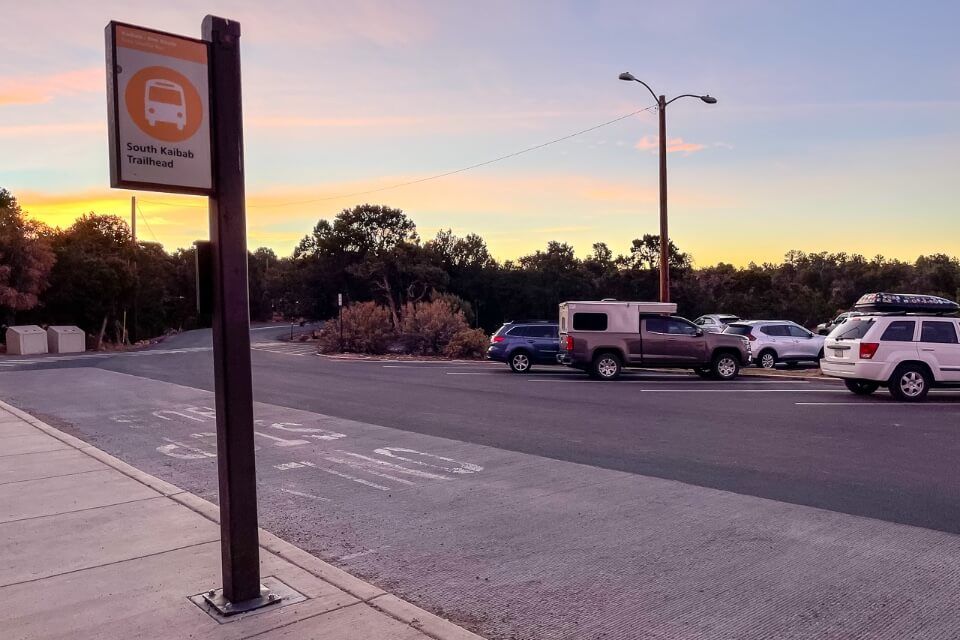 Trailhead for hiking into Grand Canyon at dawn