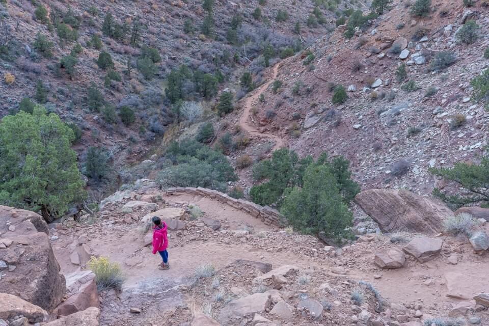 Small series of switchbacks on The Watchman Trail hike in Zion National Park