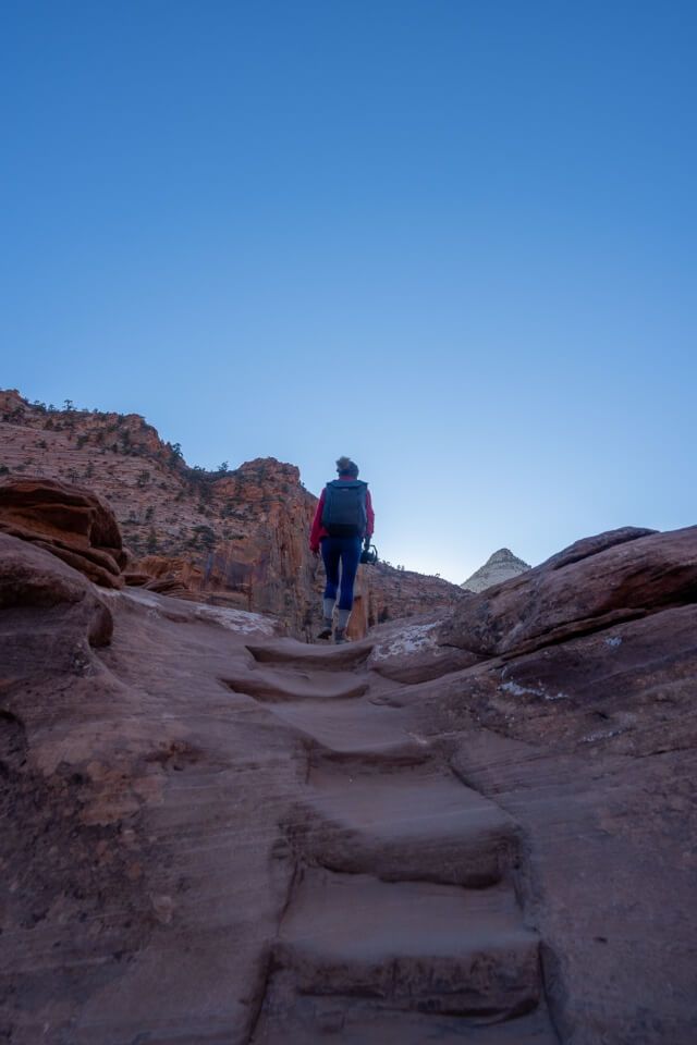 Improvised trail on stone steps and small rocks in utah