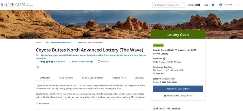 Application for coyote buttes north advanced lottery