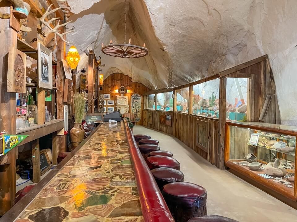 Moqui Cave bar area historic tavern in kanab utah now a museum