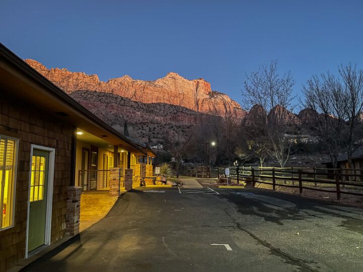 Sunrise at a hotel in Springdale Utah the best of where to stay in Zion National Park