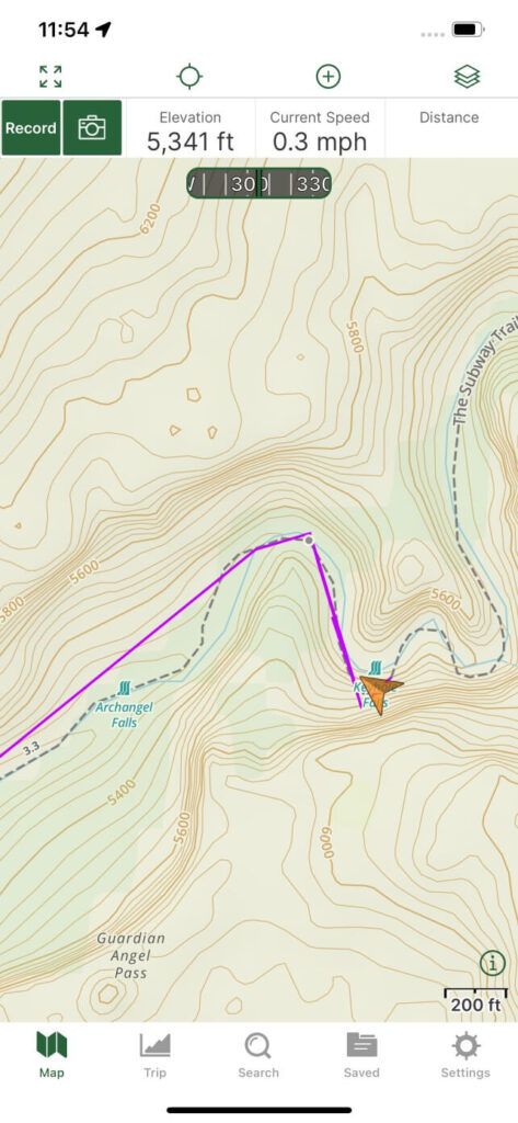 Offine maps app example featuring The Subway In Zion National Park