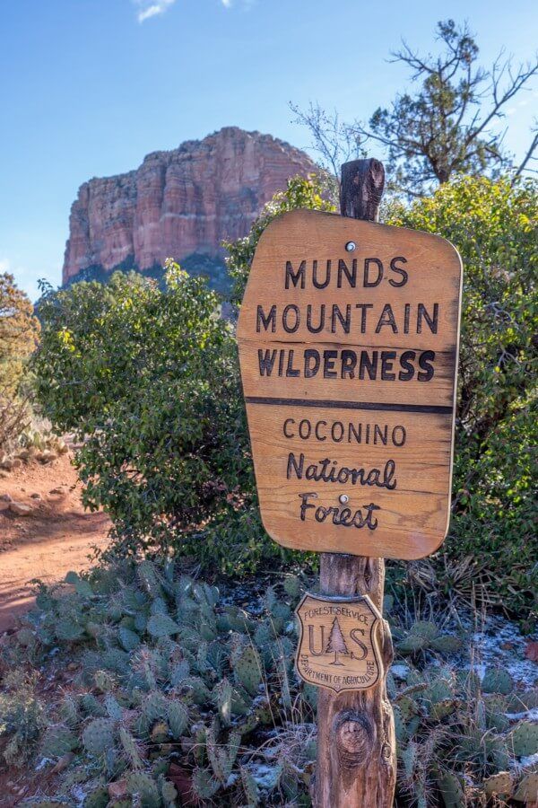 Munds Mountain wilderness sign in coconino national forest