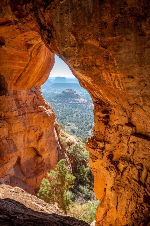 Sugar Loaf Mountain through Keyhole Cave in Sedona Arizona