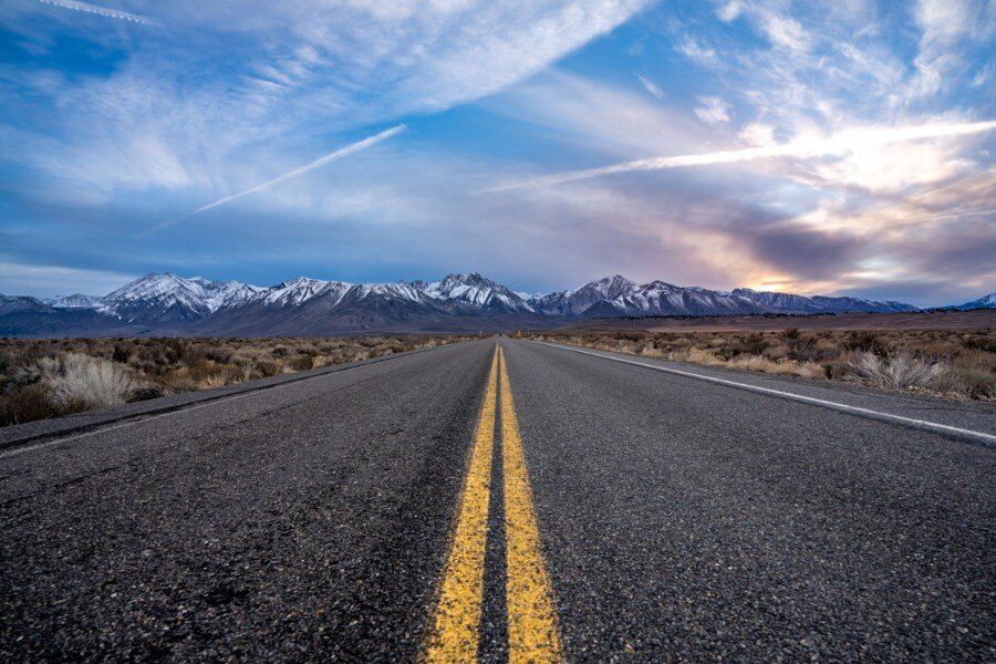 view of road with mountains in background