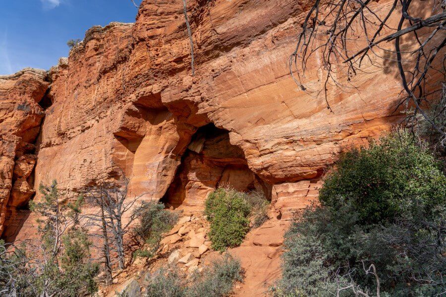Outside of Soldier Pass Cave in Sedona Arizona resembling a giant arch